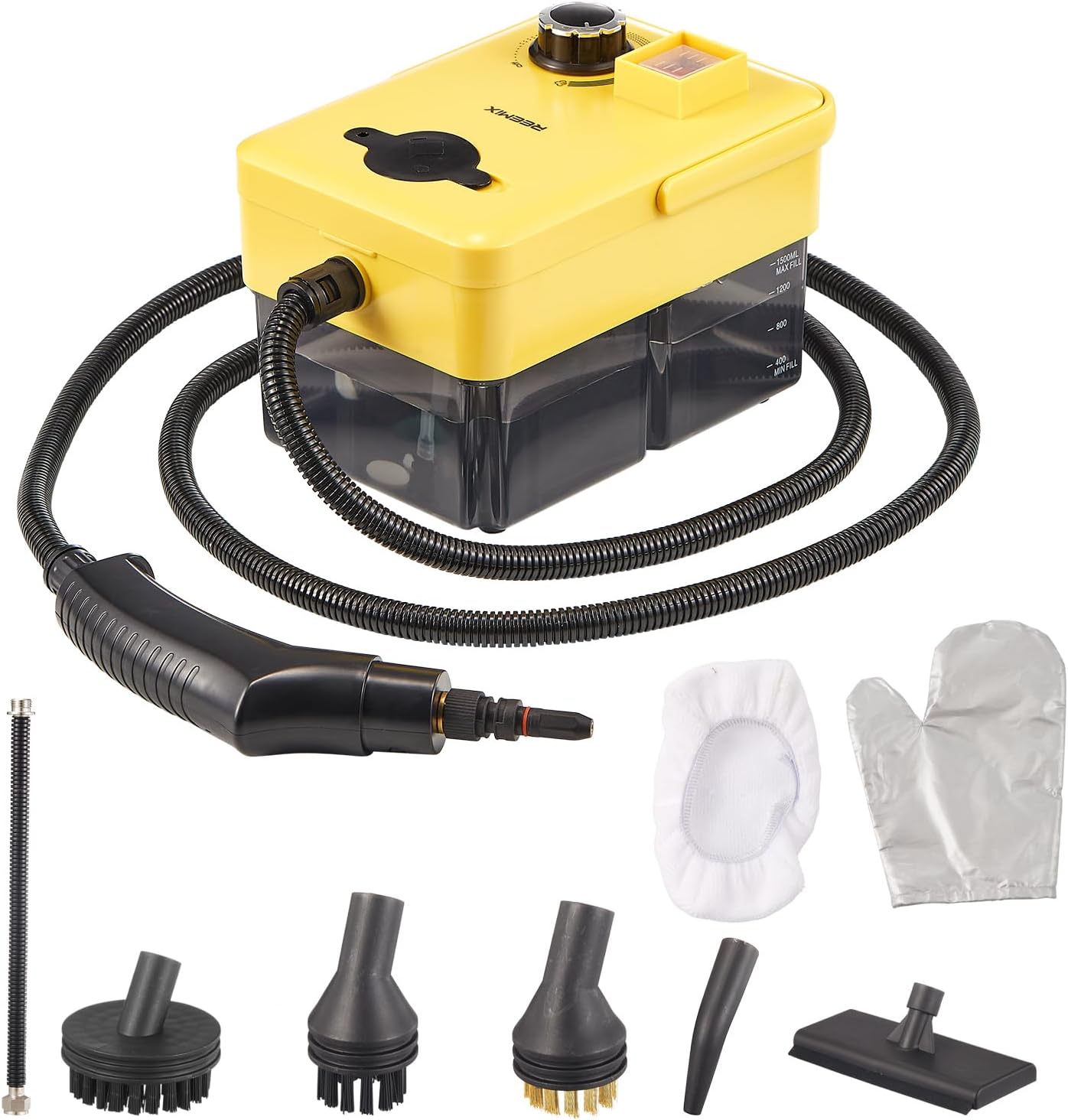 Handheld Steam Cleaner, Reemix Steam Cleaner 2500W for Cleaning with Multiple Attachments, Portable Steam Cleaner for Kitchen, Bathroom, Sofa, Curtain, Chemical-Free, Fast Heat-Up