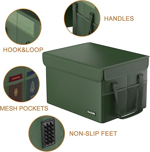 Vista 73 de DocSafe Caja organizadora de almacenamiento de archivos ignífuga con tapa, caja de archivo plegable para colgar cartas/carpetas legales, caja