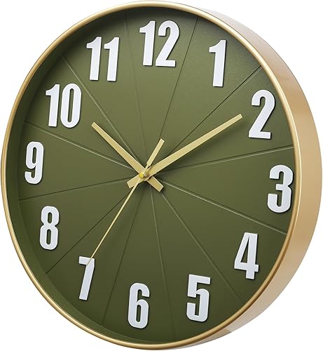 Miniatura 3 de HZDHCLH Reloj de pared de 12 pulgadas, funciona con pilas, movimiento de cuarzo, silencioso y moderno, sin tictac, para sala de estar, dormitorio,