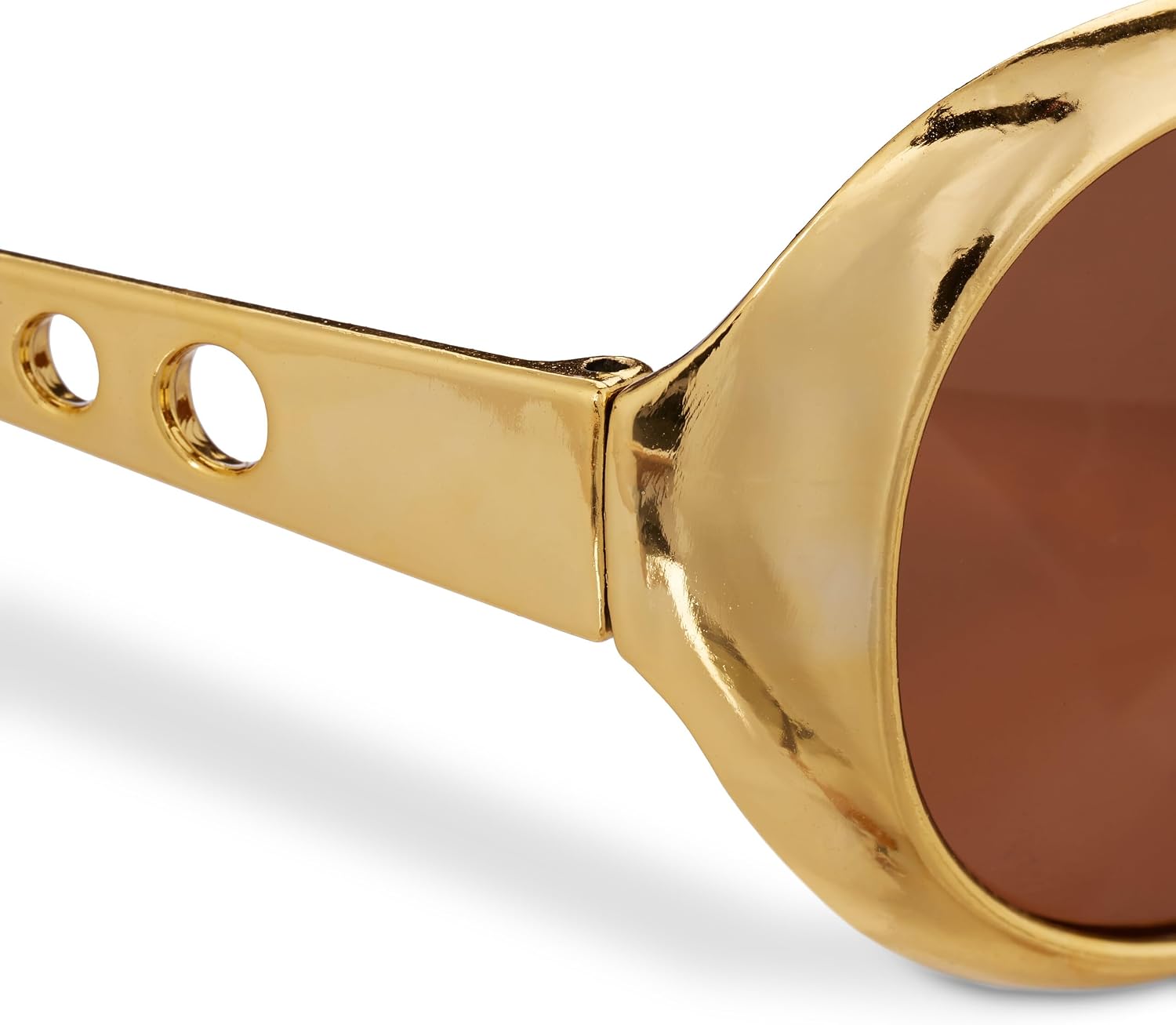 Relaxdays Set of 5 Party Glasses, Rapper Style, Plastic, One Size, Costume Lenses Tinted Crystals, Gold/Brown, 5 x 14 x 5 cm