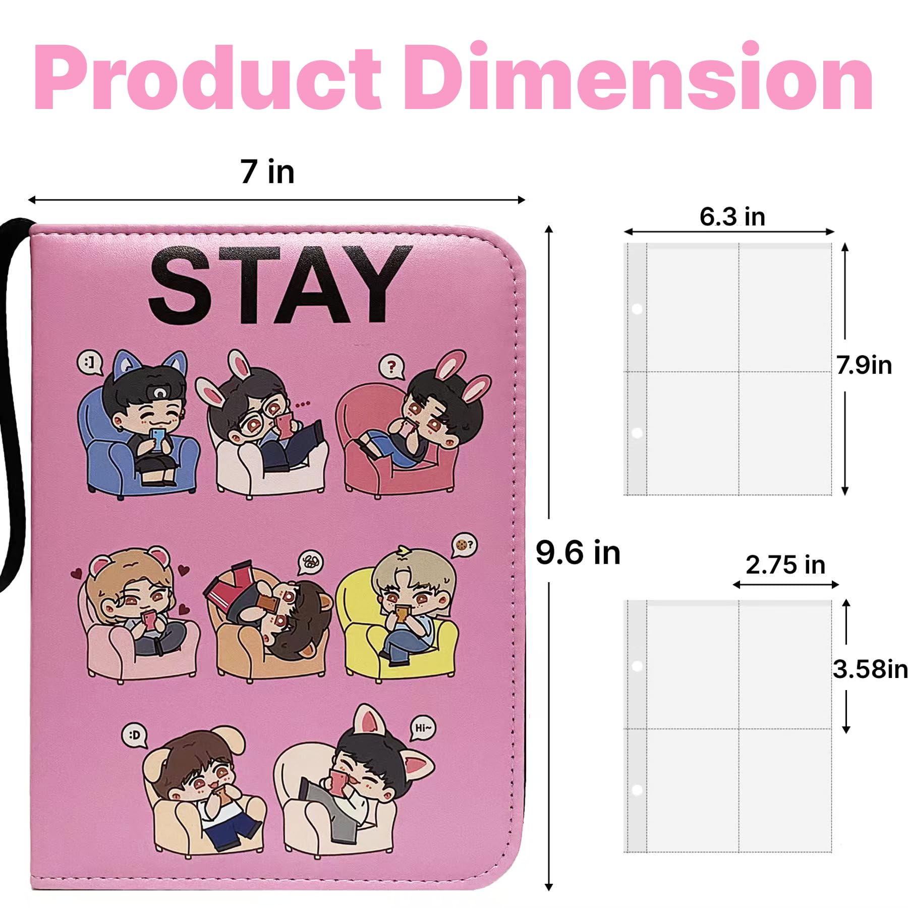 KPOP - Carpeta para tarjetas de fotos, 400 bolsillos, con fundas para tarjetas Lomo, color rosa