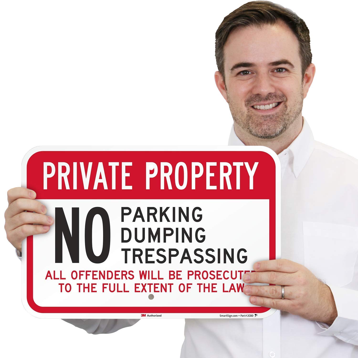 SmartSign Panneau « No Parking No Trespassing No Dumping », panneau de propriété privée – offenders pourpoursuted, 30,5 x 45,7 cm, 3M EG réfléchissant en aluminium et métal inoxydable