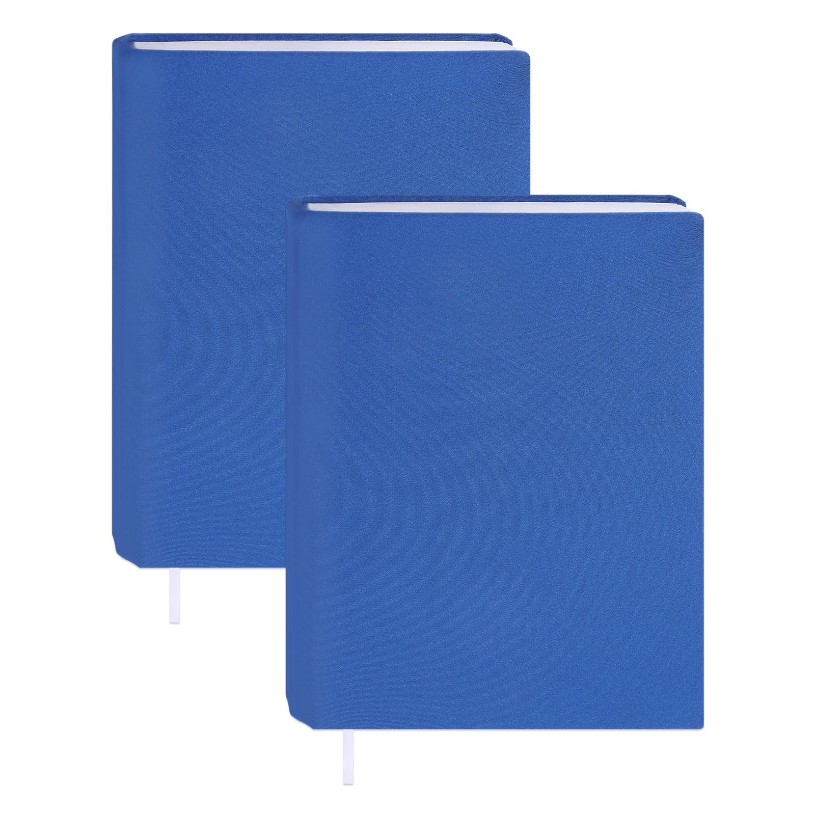 GLOBLELAND 2 Pcs Dark Blue Elastic Cloth Book Covers with Ribbon 9"x11" Washable Book Protective Cover Up to 10"x12.5" Adjustable Sleeve Paperback Protector for Notebook Bible Planner Hardcover