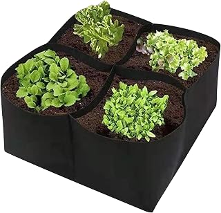 Grow Bags, Rectangular Fabric Raised Garden Bed,4 Squares Potato Planter Breathable Non-Woven Fabric Planter Grow Bags for Vegetable Plants Flowers, Decor