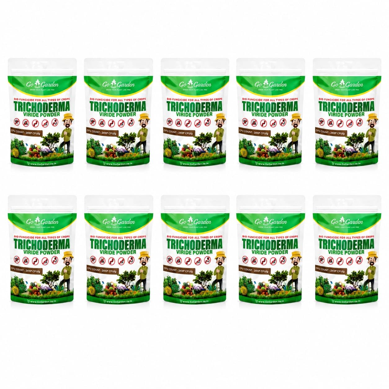 Go Garden Trichoderma Bio Fungicide for Plants 900g x 10 Pack | High CFU Organic Fungicide (2 x 10⁸ CFU/g) | Controls Root Rot, Wilt & Soil Fungus | Bulk Pack for Farming & Gardening-image-18