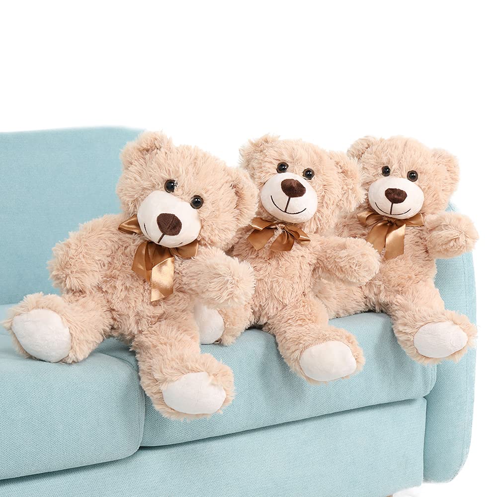 MaoGoLanTeddy Bear Stuffed Animals Pack of 3 Tan Stuffed Bears Bulk Valentines Day Gifts for Him Girls 13.5 Inches