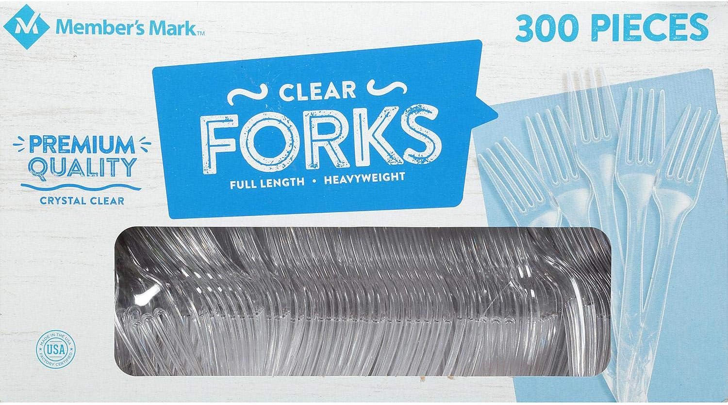 Member's Mark Clear Plastic Forks - 300 Count (2 Pack)