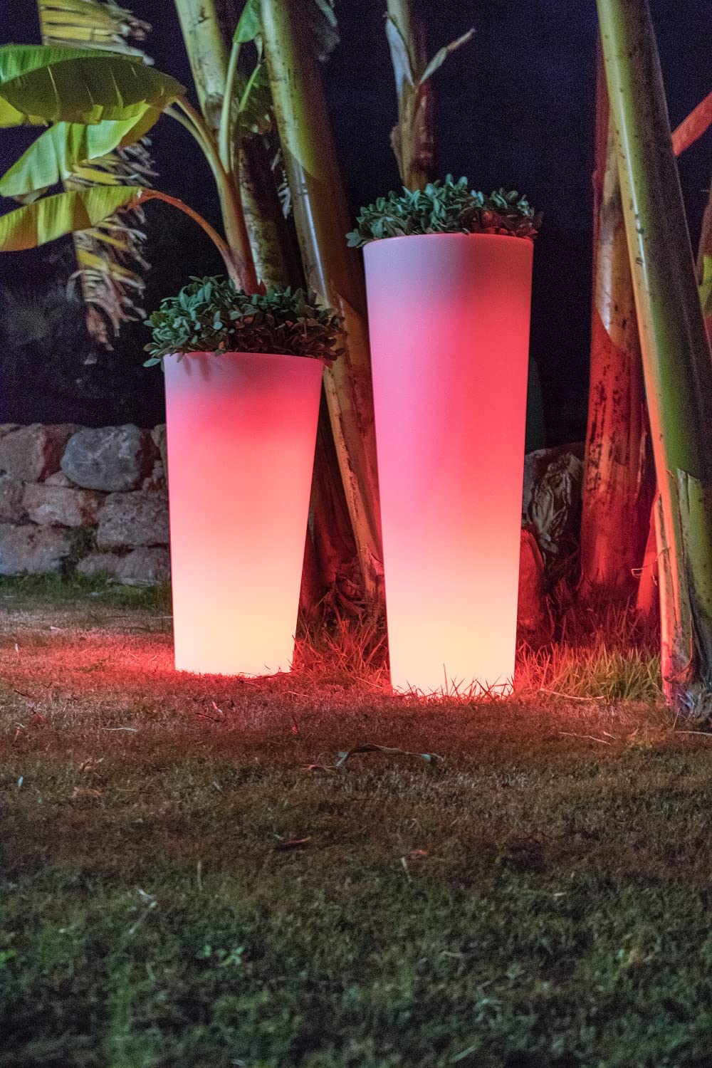 Vaso con luce Led RGBW 60 cm e 80 cm solare e batteria ricaricabile (60 cm batteria)
