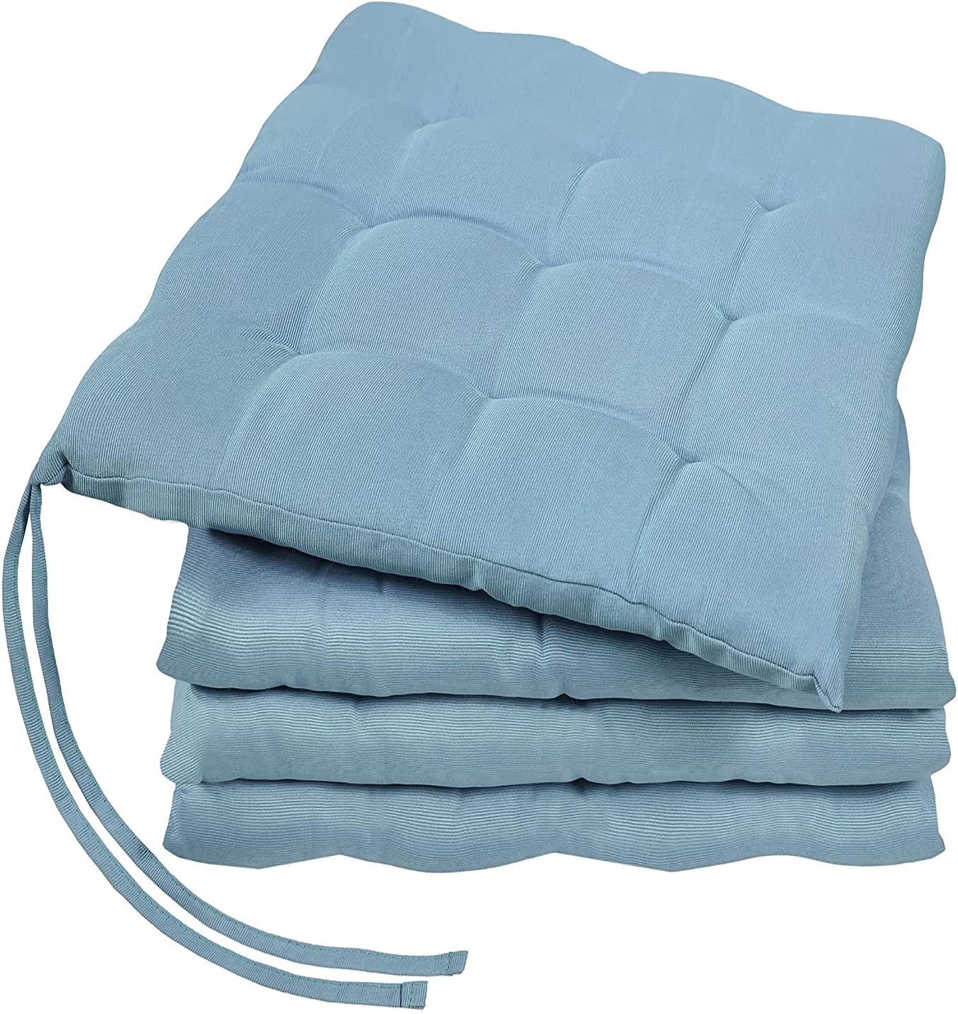 GREEN MARK Textilien Basic - Juego de 4 cojines para silla (40 x 40 cm, relleno suave), color azul claro
