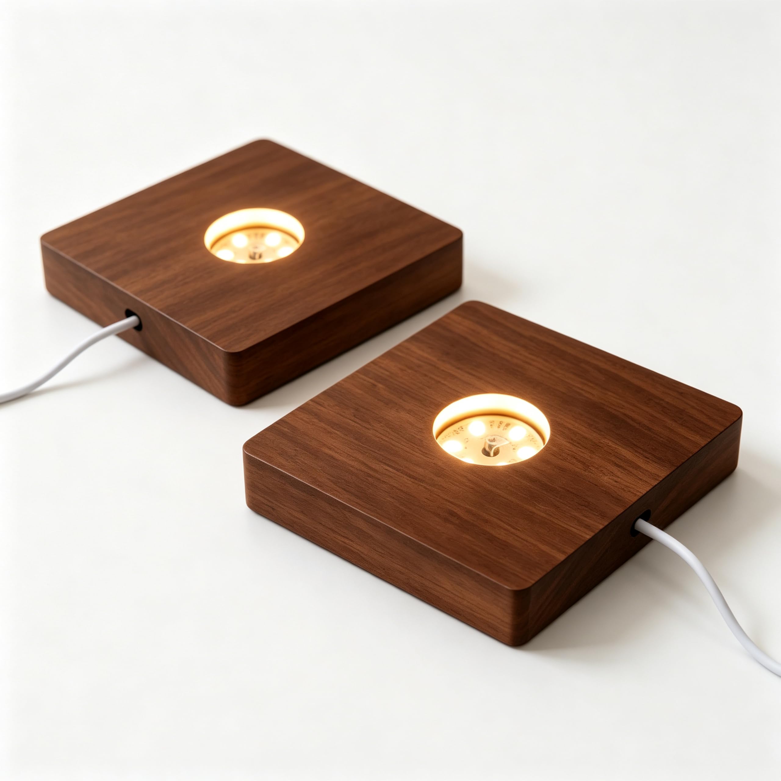 2Pcs Wooden LED Light Base Display Lighted Base