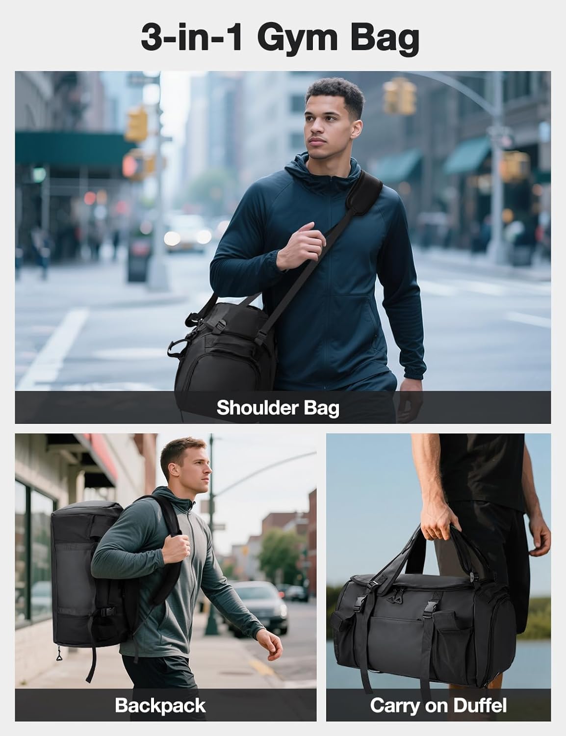 Vuudh 3-in-1 Gym Bag – 36L Convertible Large-Capacity Fitness Backpack, Water-Resistant Travel Duffel with Shoe Compartment, Quick Access Pockets & Adjustable Straps - Image 7