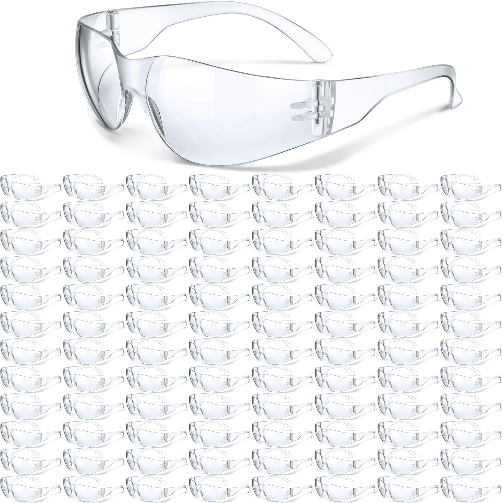 Yunsailing 100 Pack Bulk Safety Glasses Eye Protection Goggles Protective Eyewear for Lab Construction Site Workshop Group