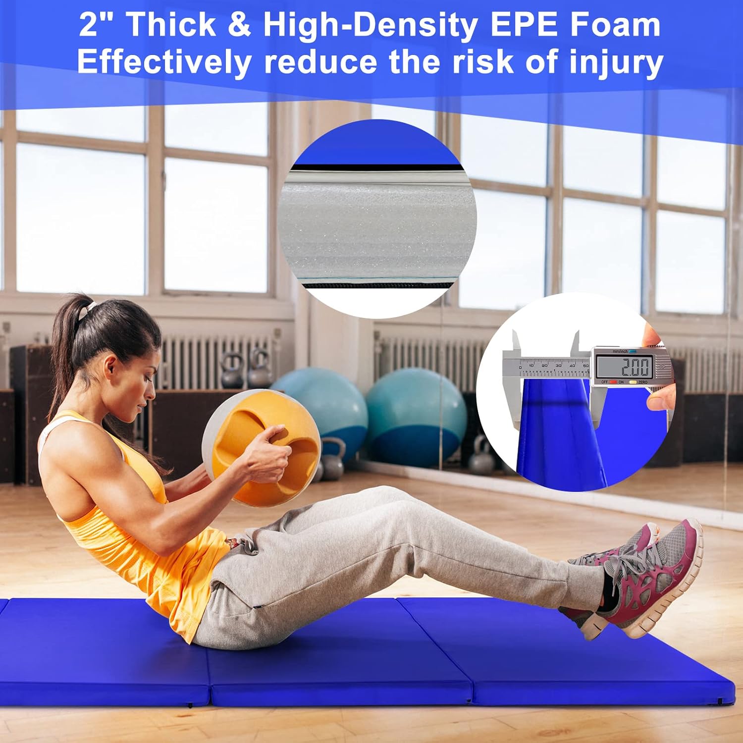 Thick Yoga Mat Gymnastic Mat Tri-Fold s Inch Thick High Density