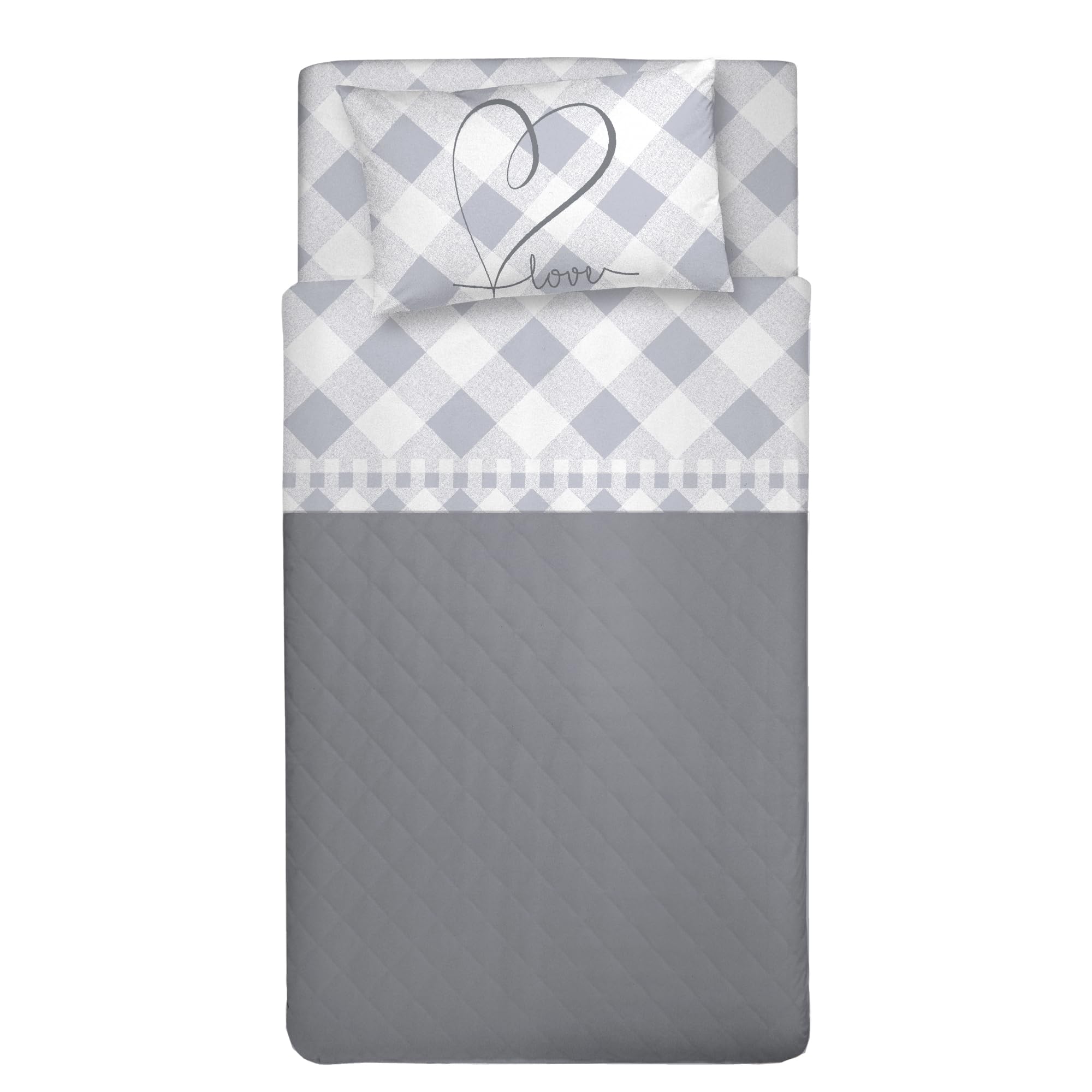 PENSIERI DELICATI 3/4 Bed Sheet Set, 100% Cotton, 120 x 200 cm, Includes Bottom Sheet, Top Sheet and 1 Pillowcase