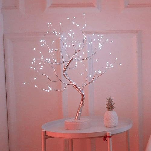 Miniatura 1 de Lxcom Lighting Luces LED de rama, 108 LED, ramas de árbol de alambre de cobre plateado, árbol de mesa LED bonsái, funciona con pilas, con