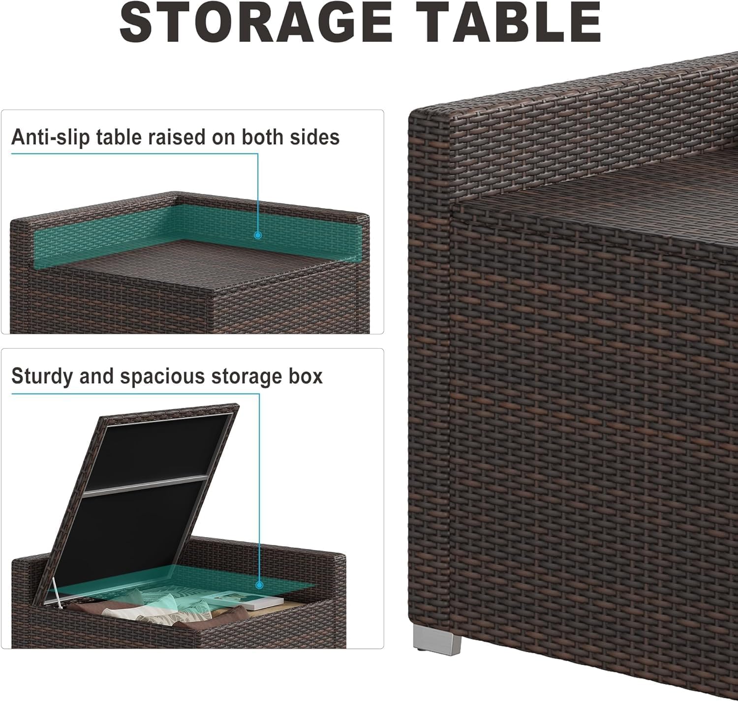 Storage Box Features: Anti-slip raised sides and spacious interior