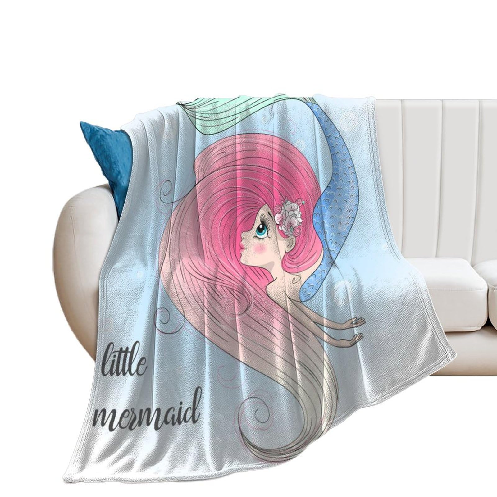 Couverture flanelle sirène plaid polaire 100x130 cm pour lit