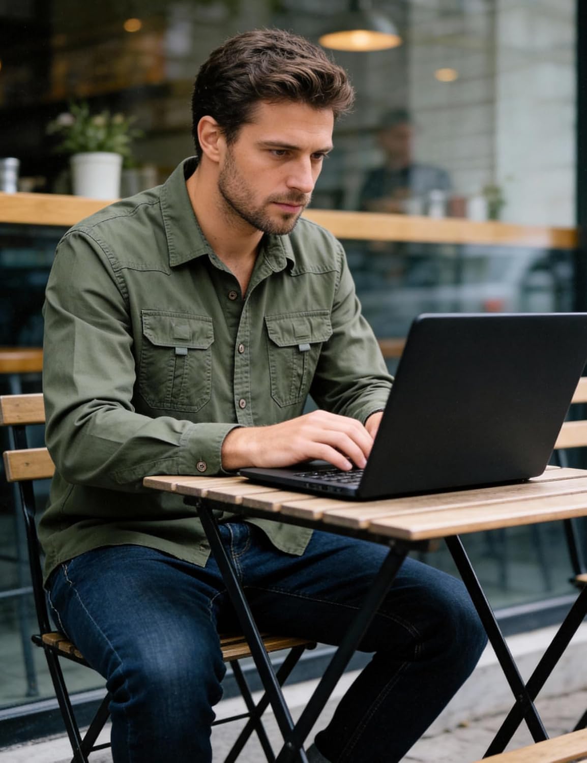 Flygo Long Sleeve Work Shirts for Men Casual Cotton Button Down Western Cowboy Cargo Shirt for Hiking Safari Camping - Image 3