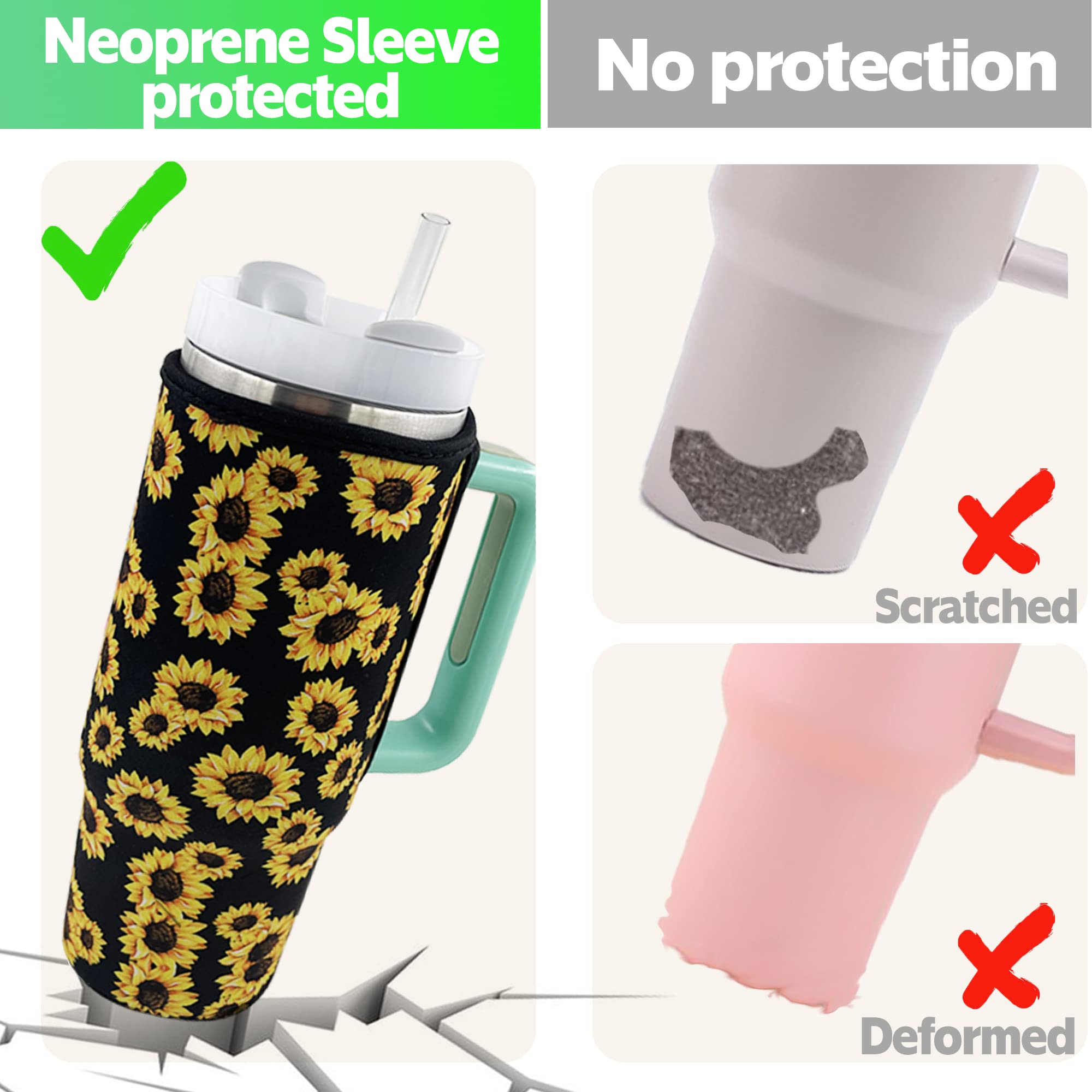 KINBOM Neopren Hülle Für Stanley Cup 40oz - Isolierhülle Mit Strohhalm Abdeckung