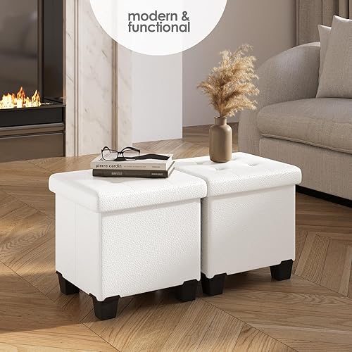 Miniatura 713 de Otomana plegable para dormitorio o sala de estar, con contenedores de almacenamiento, reposapiés para el extremo de la cama, soporta hasta 660 lb,