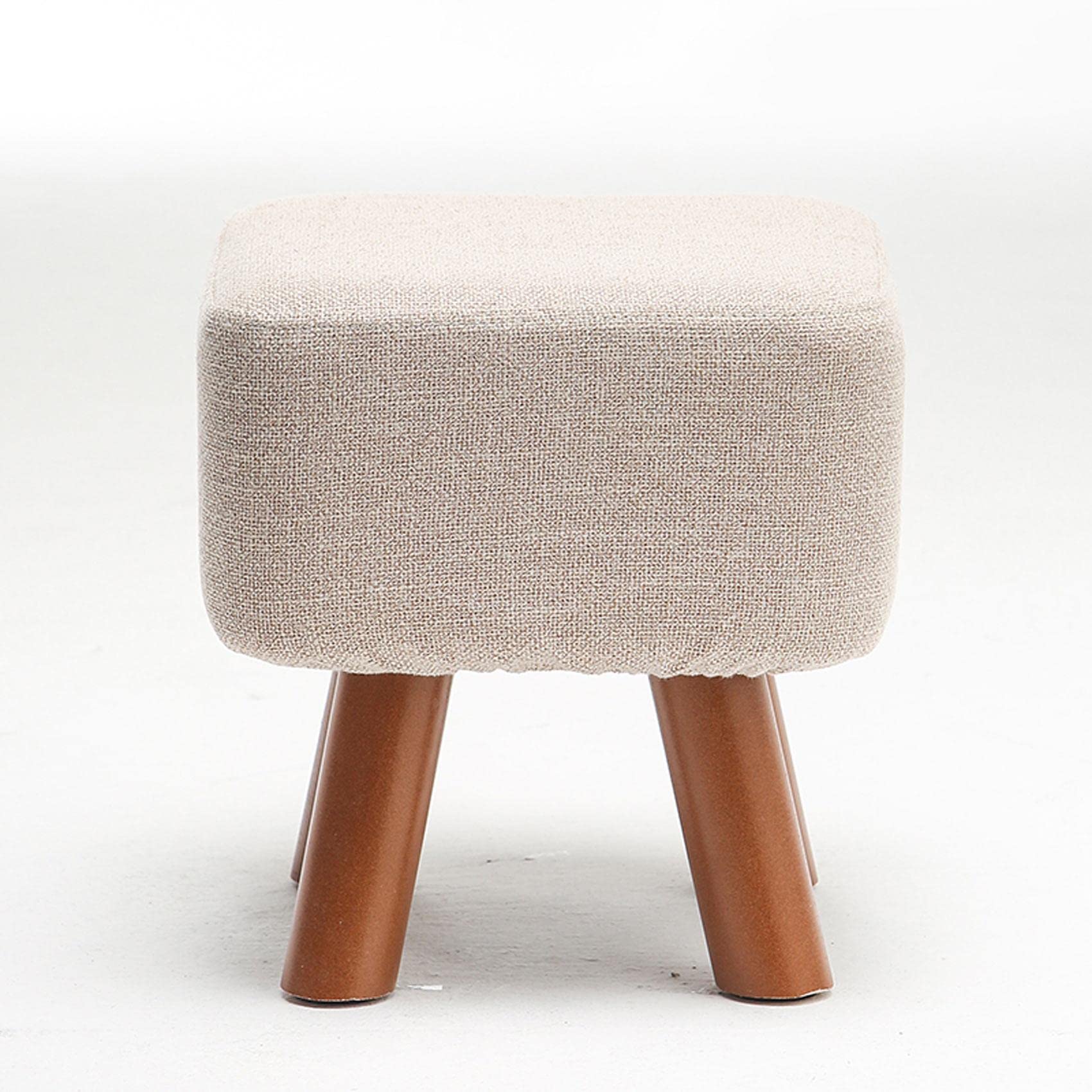 Tabouret ottoman en lin gris clair 30x30x33 cm pour salon
