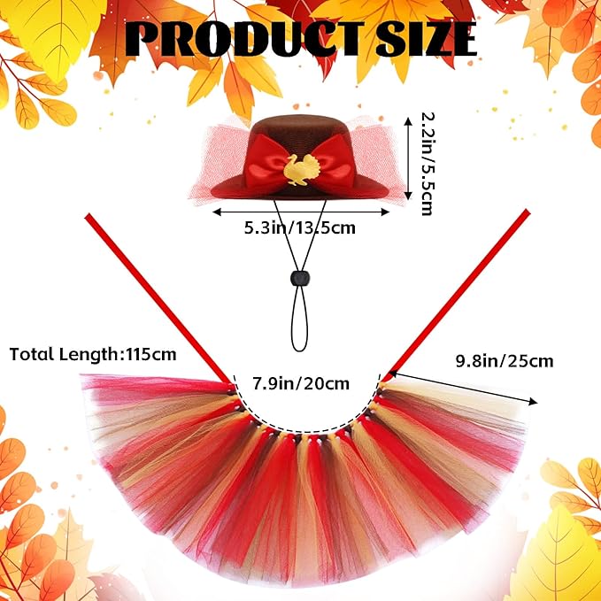 Disfraz de Pavo para Perro con Sombrero y Tutú - Talla Única miniatura 2