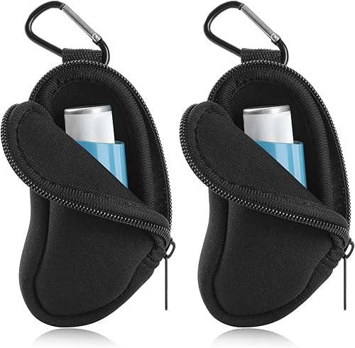 Miniatura 6 de Soporte de transporte para inhalador de asma, inhalador de viaje de neopreno, mini bolsa para inhalador en forma de L, inhalador no incluido (azul,