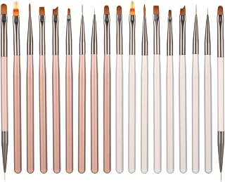 18-Piece Nail Art Brush Set, Nail Art Design Brushes Nail Gel Varnish Painting Brushes Drawing Pen Nail Liner Puncture Brushes for Home Manicure Salon Home Nail Brush Set