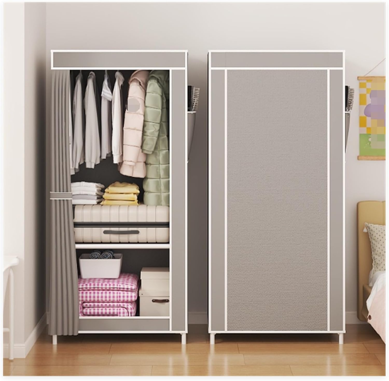 Portable Closet Portable Closet Wardrobe with Closet Clothes Organizer Portable Wardrobe Closet Bedroom Armoires(G)
