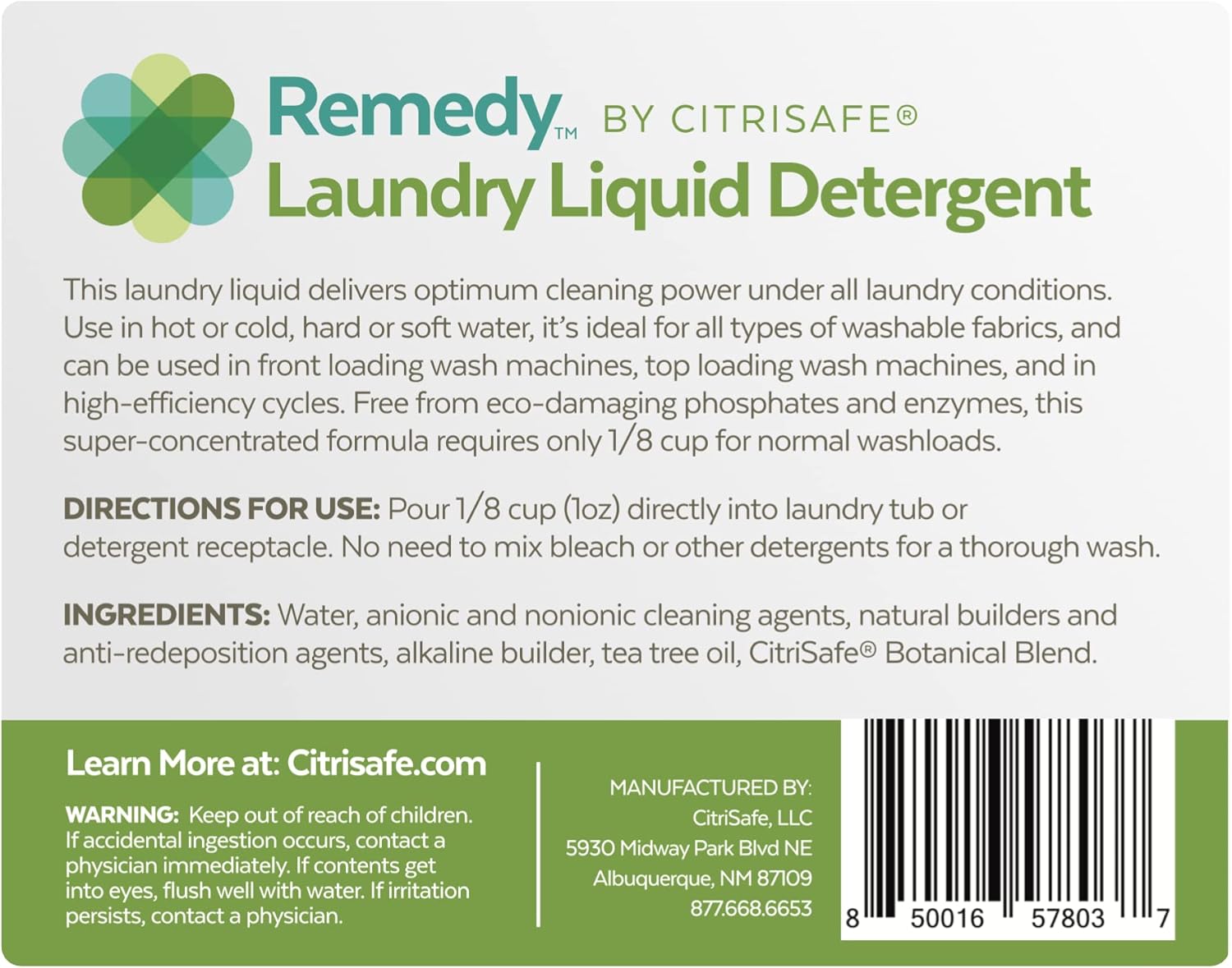 Remedy Laundry Liquid Detergent - Environmentally-Friendly Concentrated Laundry Detergent - 32oz