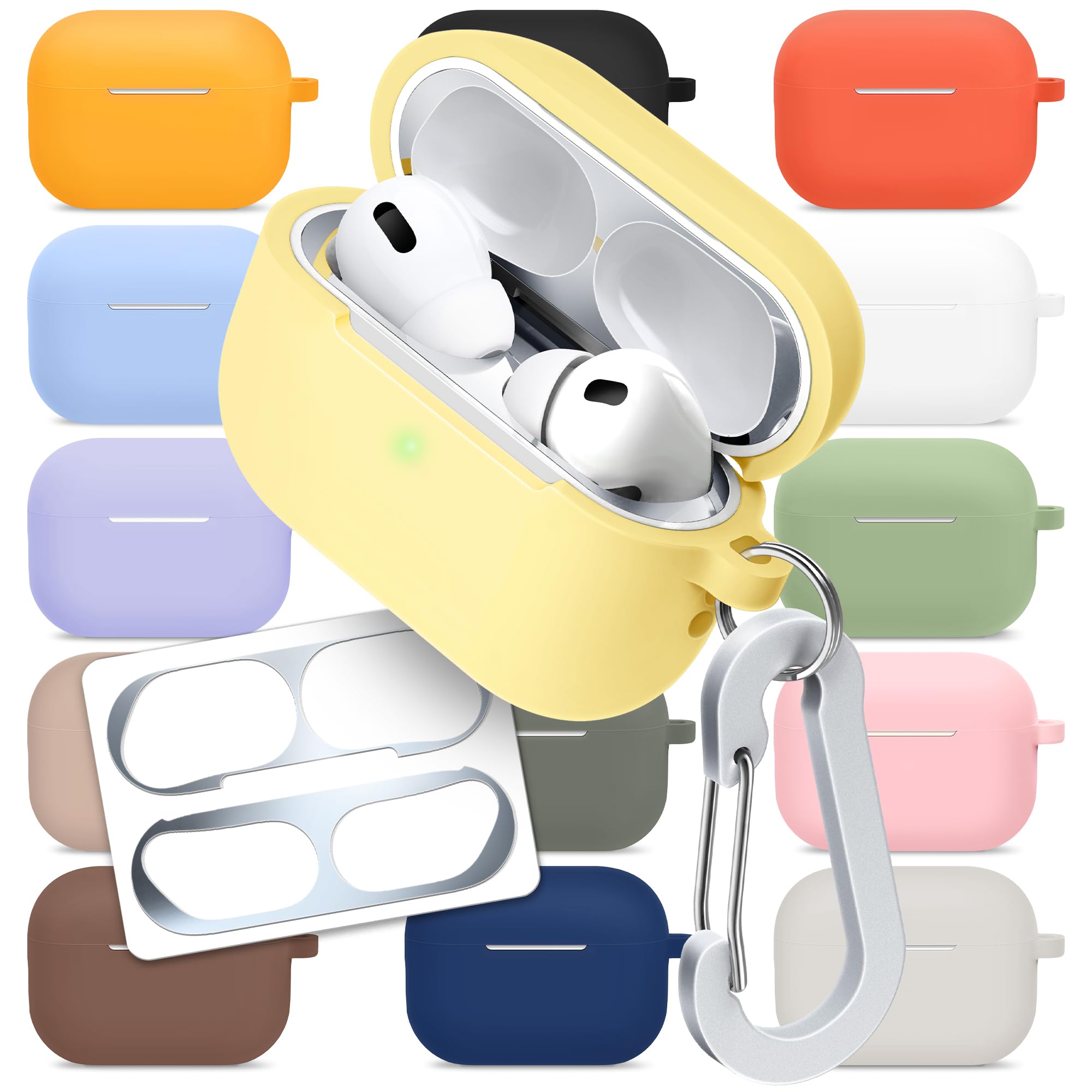 [3 in 1] Silicone Case Compatible with AirPods 3 + Anti-Lost Carabiner + Dust Guard Metal Film, Protective Cover with Keychain — view 29