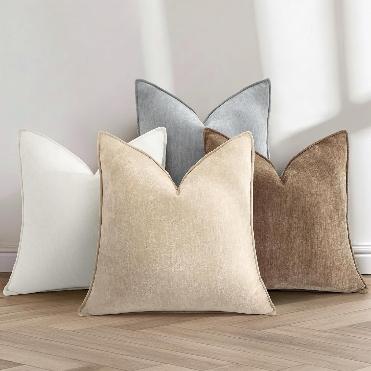 decorUhome Spring Couch Throw Pillow Covers 12x20 Set of 2, Decorative Soft Velvet Modern Cozy Chenille Lumbar Pillow Cases with Elegant Design for Sofa Bed Living Room Home Decor, Beige - Image 6