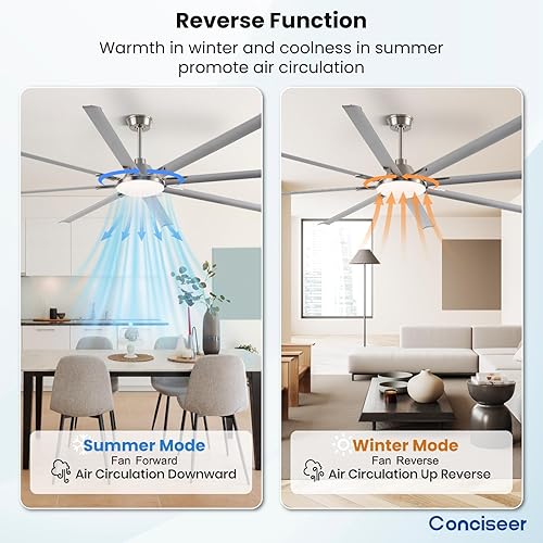 Miniatura 7 de Ventiladores de techo modernos con luces, ventilador de techo de 100 pulgadas con luz y control remoto, sala de estar, biblioteca, cafetería,