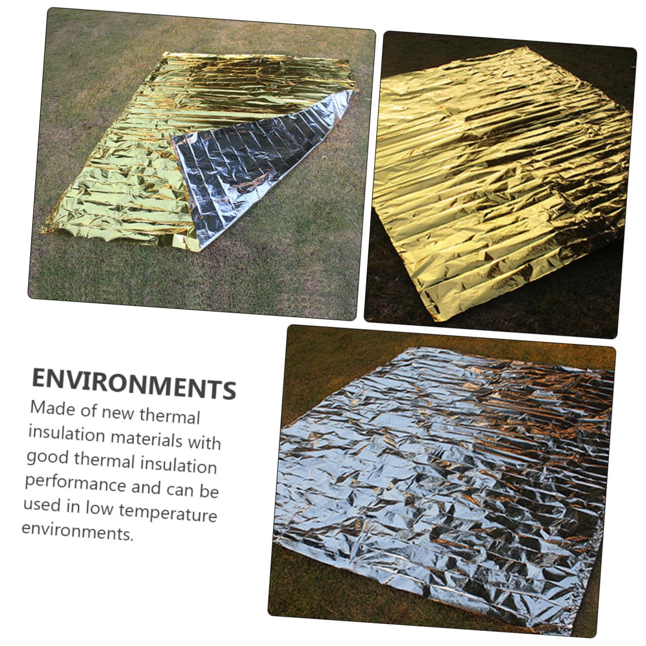 balacoo Stay Warm Safe 2pcs Emergency Foil Blanket Heavy Duty Tarp Insulation for Outdoor Emergencies