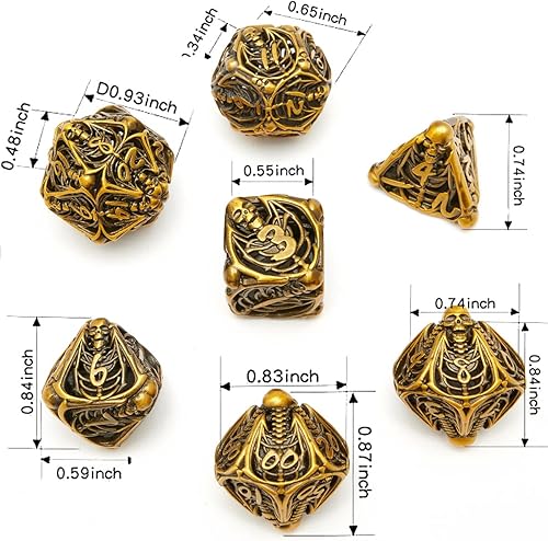 Miniatura 2 de FENGYI Juego de dados de metal D&D, juego de dados huecos de poliedro DND de 7 piezas, adecuados para juegos de rol PRG DND