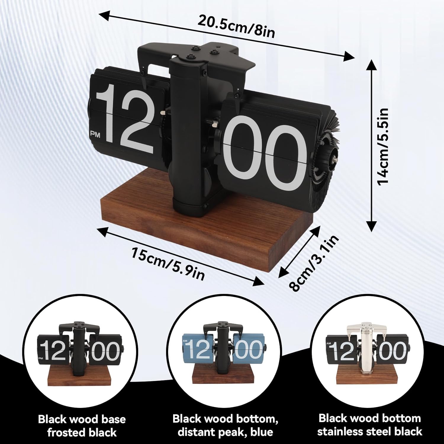 Flip Clock, Retro Digital Flip Down Clock Vintage Design Classic Mechanical Decor Internal Gear Operated for Home Office School Hotel Cafe (Black)