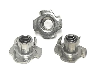 T-NUT Stainless Steel 3/8-16X7/16 4 Prong Tee Nuts 3/8-16 Thread 7/16 Barrel Length 18-8 Stainless - 25 Pieces