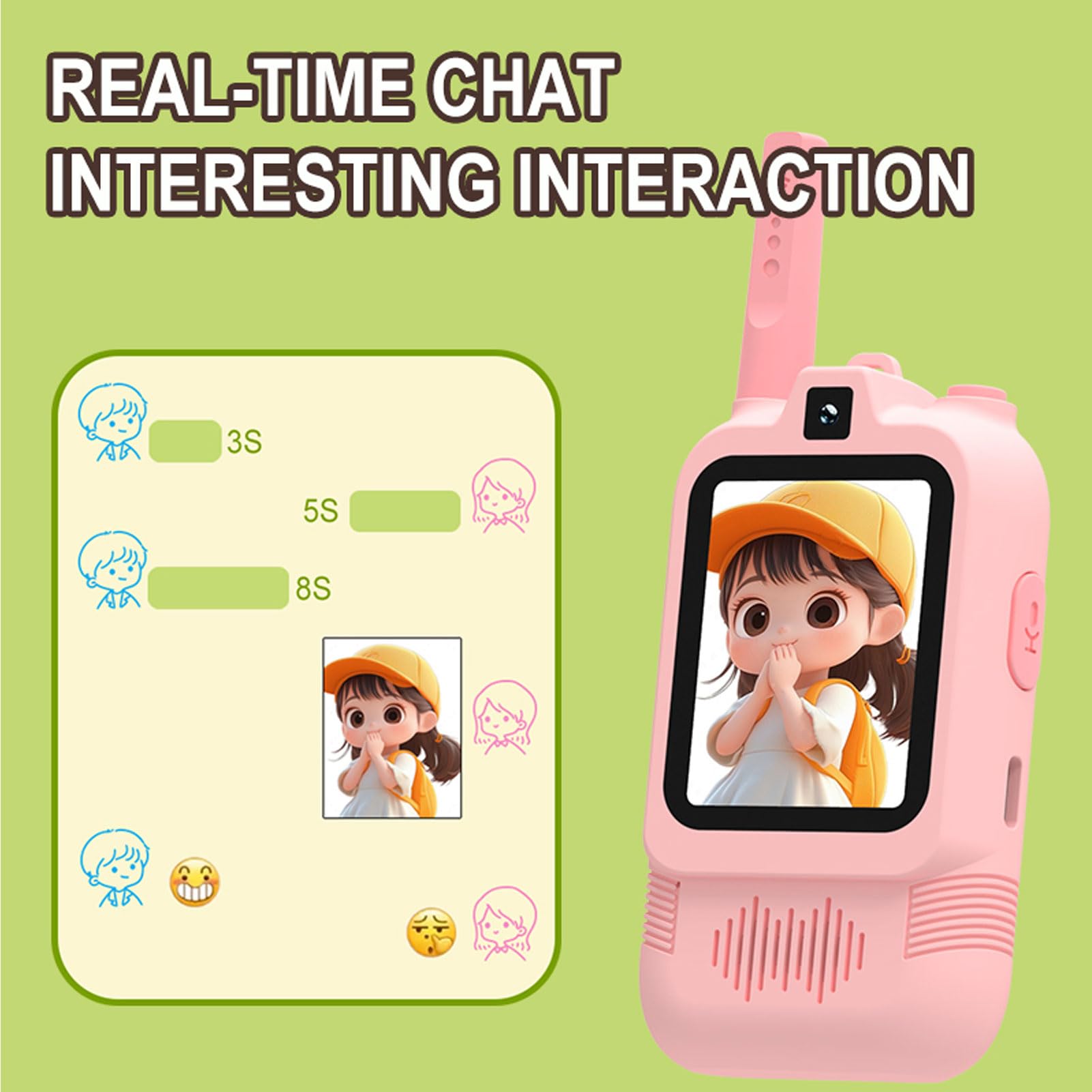 Lot de 2 Talkies-Walkies Vidéo pour Enfants avec Deux Caméras, Interphone Longue Portée Rechargeable, Changeur de Voix, Plus de 8 Heures de Jeu pour Jeux D'intérieur et