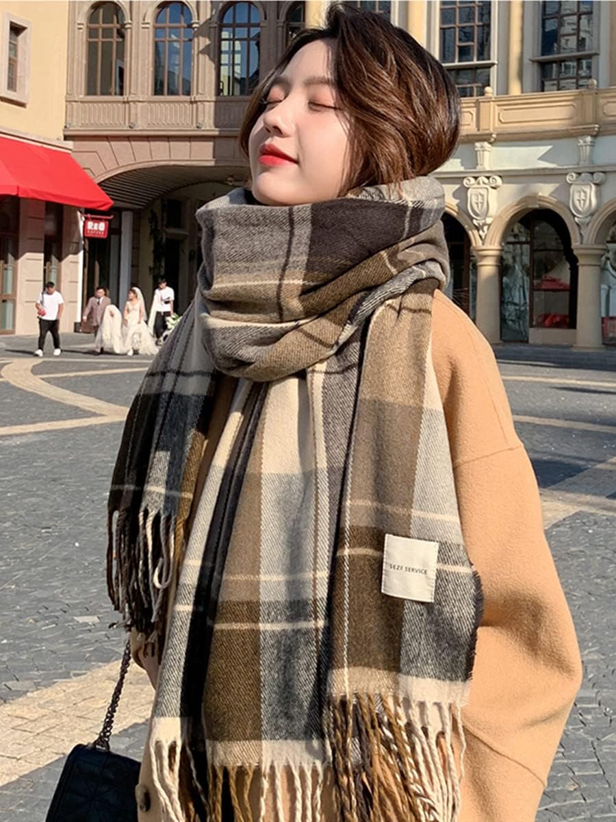 Women's Plaid Blanket Scarf Fall Winter Soft Warm Large Lattice Shawl Wraps Big Tartan Scarves for Ladies - Image 3