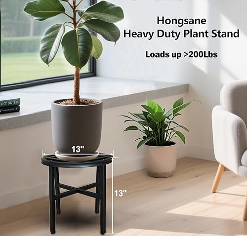 Miniatura 2 de Soporte para plantas para interiores y exteriores, soporte redondo de metal de 13 pulgadas, soporte de pedestal de hierro forjado resistente para