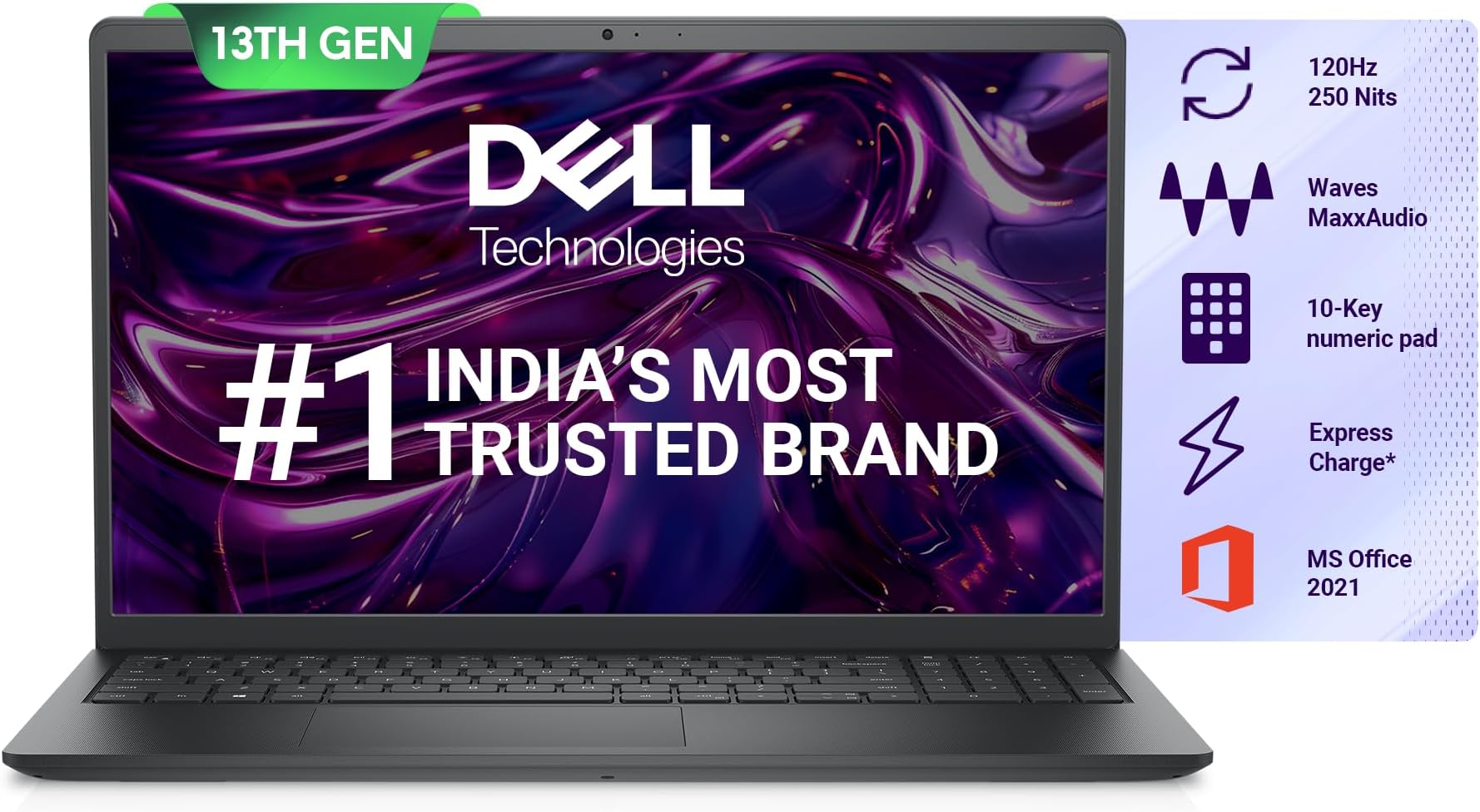 15 Thin & Light Laptop, 13th Gen Intel Core i3-1305U Processor, 8GB DDR4, 512GB SSD, 15.6" (39.62cm) FHD 120Hz 250 nits, Intel UHD Graphics, Windows 11 + MSO'21, 15 Months McAfee, Black, 1.66kg