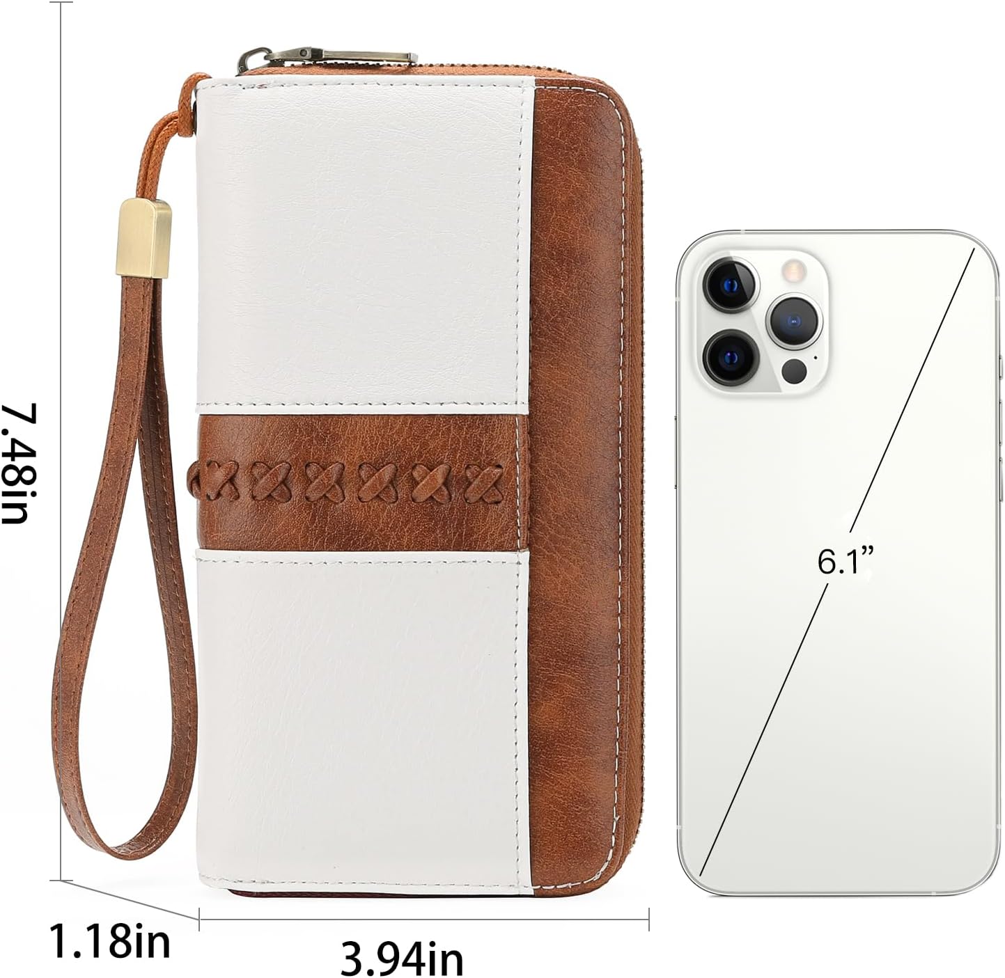 GOIACII Wallet for Women Ladies Wristlet Long Purse Zip Around Clutch RFID Blocking Vegan Leather - Image 4