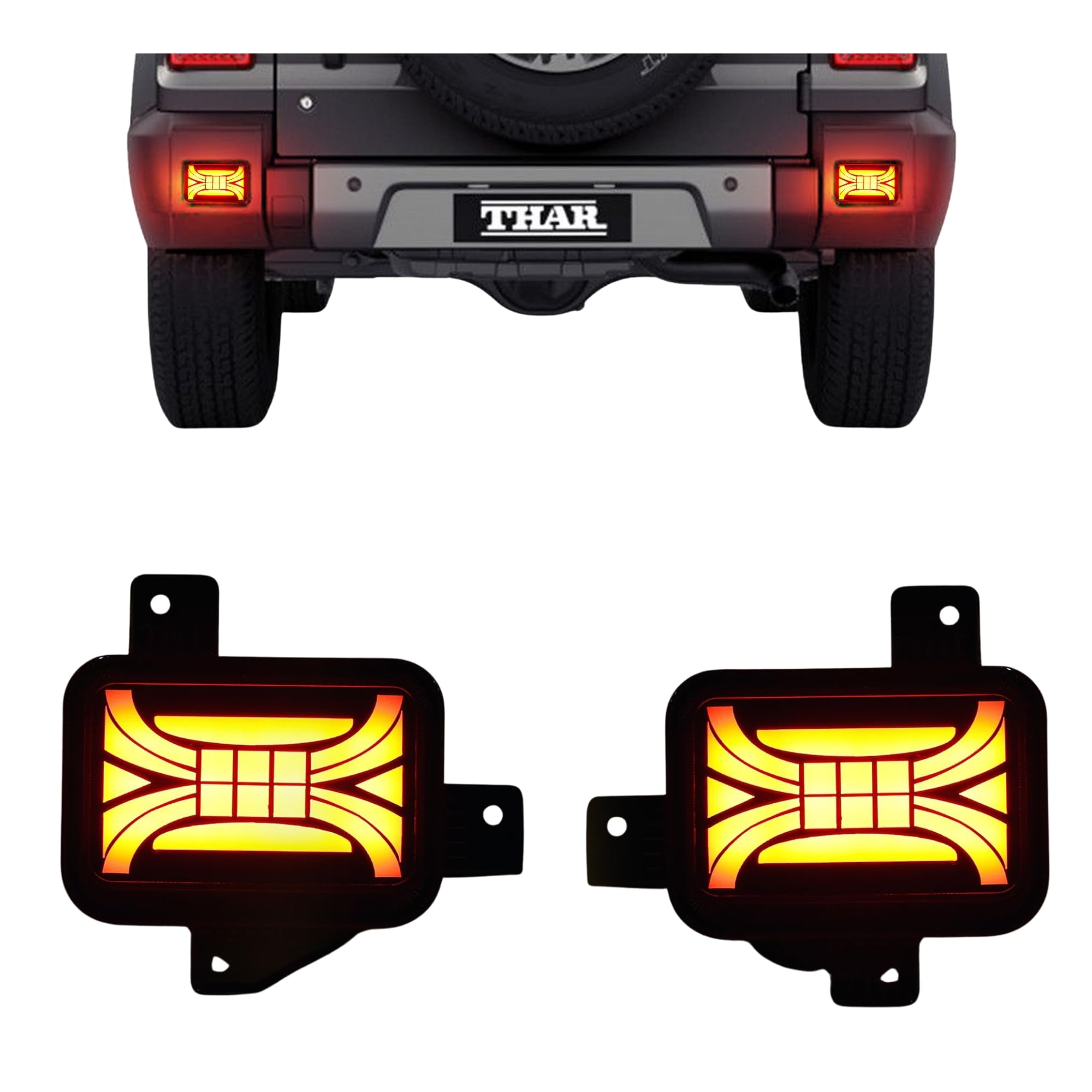 Compatible with Mahindra Thar LED Tail Light DRL Brake Reverse Indicator For All Models Car Reflector Light (Black, Red, Yellow)-image-28