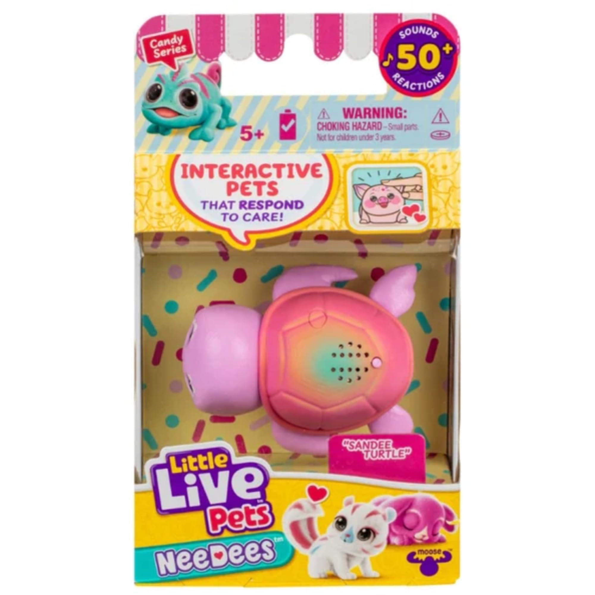Little Live Pets NeeDees with 50+ Sounds & Reactions - (Candy Series - Sandee Turtle)