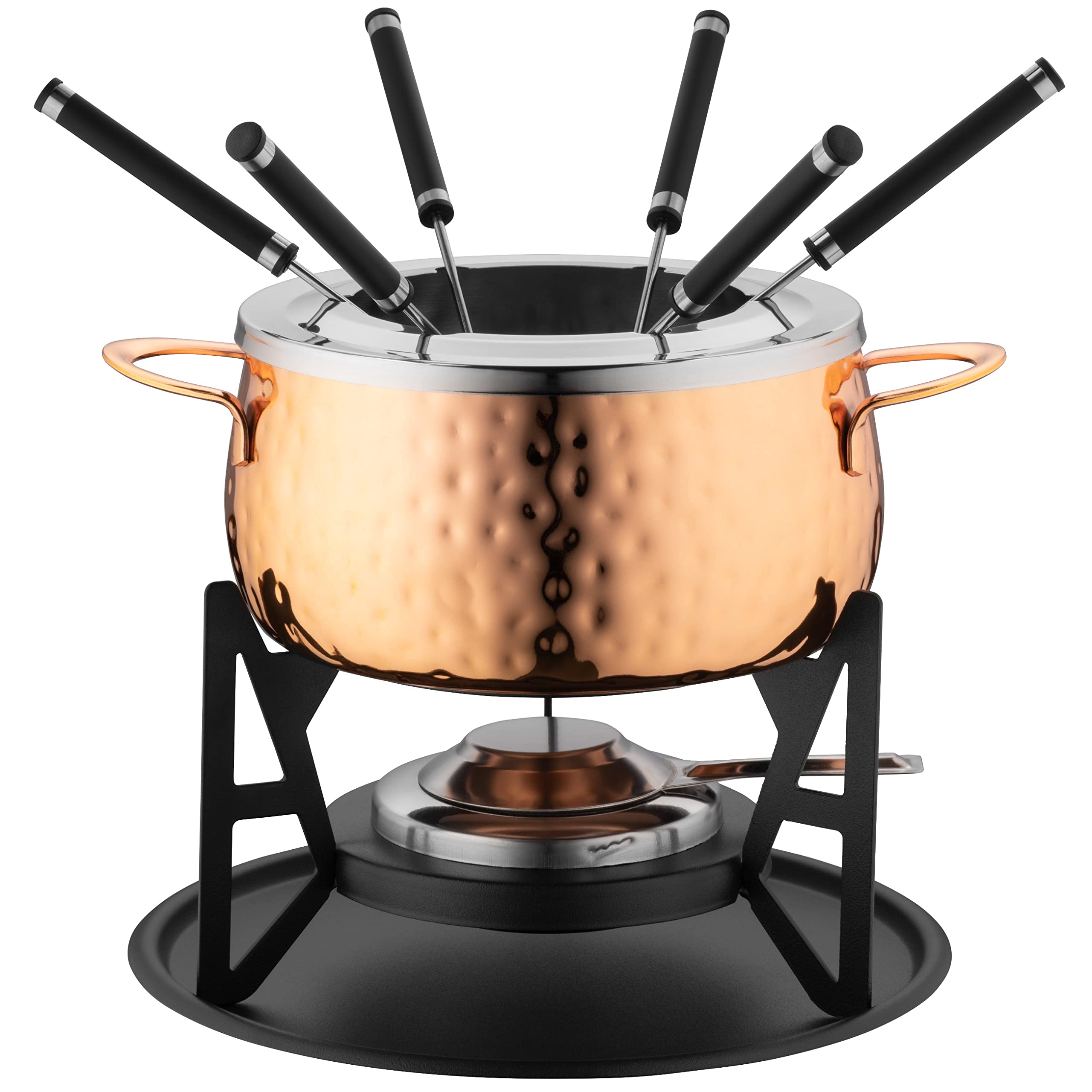 MÄSER 931931 6 Persone, Ideale Carne, Set da 11 Pezzi Rame, con forchette bruciatore per fonduta, in Bella Confezione Regalo, Acciaio Inossidabile