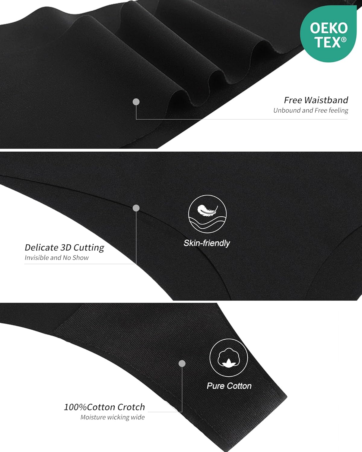 DEANGELMON Seamless Thongs for Women No Show Thong Underwear Women Comfortable Multiple Pack - Image 5