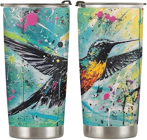 Regalos de colibrí de 20 onzas para los amantes del colibrí, regalos de café para los amantes del café, fresco, divertido, lindo vaso de café de