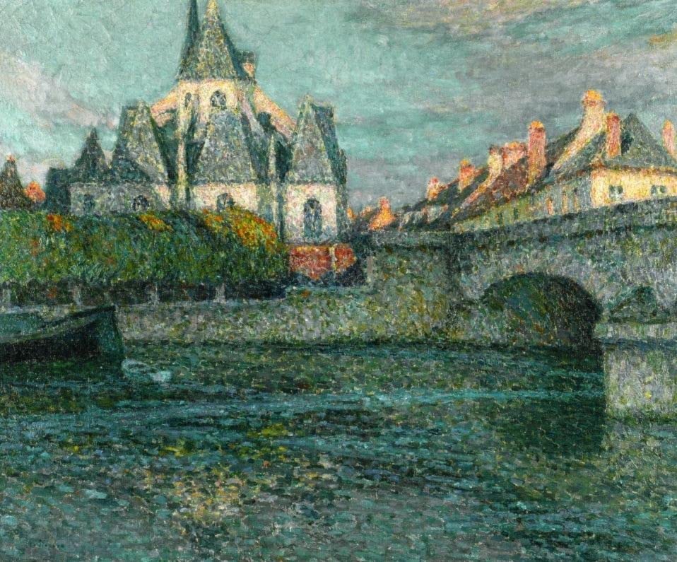 Tableau l'église de Nemours Henri Le Sidaner pour decoration murale
