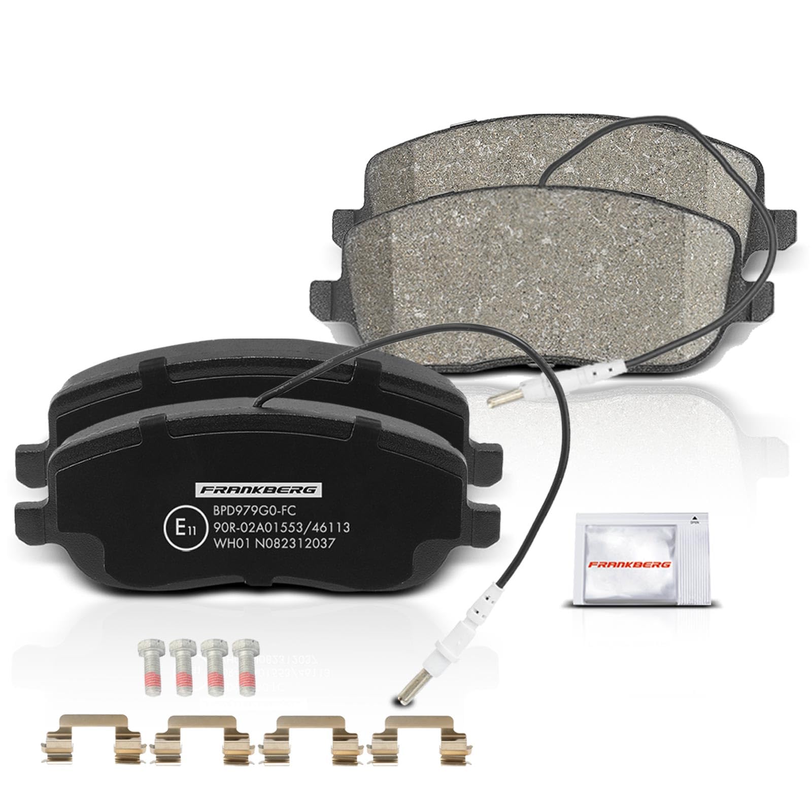Frankberg 2 discos de freno + 4 pastillas de freno con lubricante para frenos delantero izquierdo y derecho. Compatible con C8 EA EB 2002-2014 Jumpy U6U 2003-2006 Replace# 1331301080