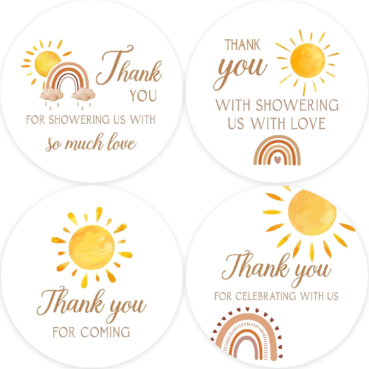 Baby Shower Party Stickers Little Prince Thank You Stickers - 40 Gold Glitter Round Labels For Baby Shower & Birthday Parties Gold Glitter Labels